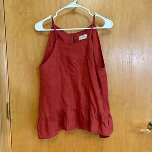 4OUR‎ DREAMERS Rust Red Sleeveless Top Ruffle Hem Casual Blouse Size M